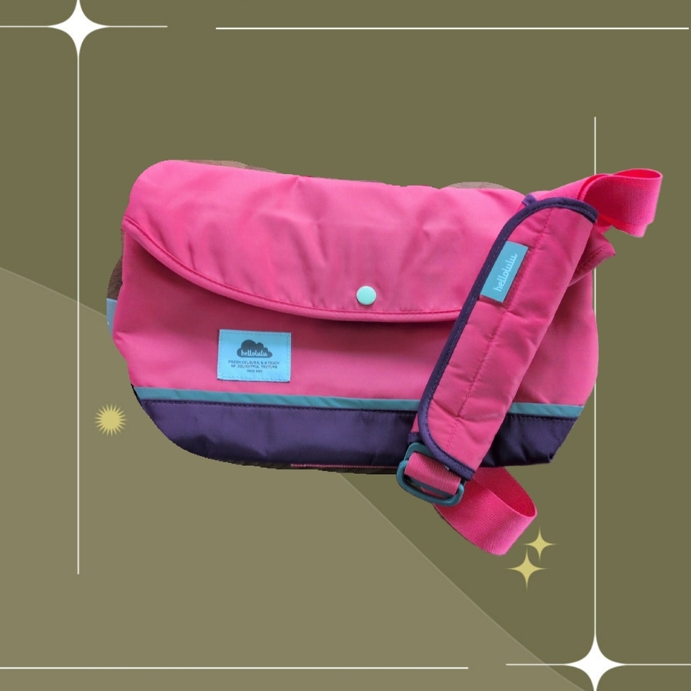 ✨nwt Hellolulu Nylon iPad All Day Messenger Bag In Pink / Purple